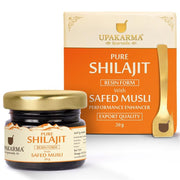 UPAKARMA Shilajit Resin with Safed Musli 10g | 300mg/serving | For Men to Boost Physical Performance, Power, Stamina and Strength | 100% Ayurvedic | Lab Tested | 33 Servings | Pack of 1
