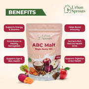 URBAN SPROUTS ABC Malt Health Drink Mix | Apple Beetroot Carrot Nutty Malt with Almond & Cashew | Nutritious Milk Mix | No Added Sugar | Easy to Prepare Daily Health Drink | 200 Grams