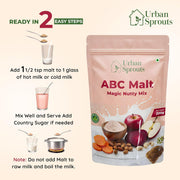 URBAN SPROUTS ABC Malt Health Drink Mix | Apple Beetroot Carrot Nutty Malt with Almond & Cashew | Nutritious Milk Mix | No Added Sugar | Easy to Prepare Daily Health Drink | 200 Grams