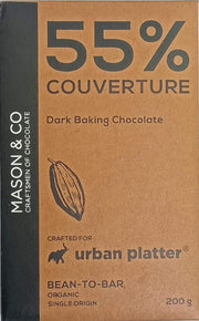 Urban Platter 55% Dark Chocolate Baking Couverture, 200g [Crafted By Mason & Co. Single Origin, Bean To Bar]