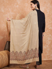 Sangria Ethnic Motifs Woven Pashmina Winter Shawl view 12