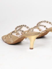 Jig & Sid Gold Embellished Strappy Kitten Heel Sandals view 5