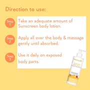 WishCare Sunscreen Body Lotion with SPF 50 PA+++ | Body Sunscreen With Broad Spectrum UVA & UVB Protection, No White Cast | With Carrot Seed & Raspberry | For All Skin Types | For Women & Men | 200ml