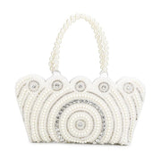 Women’s Pearl Clutch Bag for Party & Wedding | Ladies Stylish Evening Clutch Purse (White)