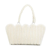 Women’s Pearl Clutch Bag for Party & Wedding | Ladies Stylish Evening Clutch Purse (White)