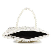 Women’s Pearl Clutch Bag for Party & Wedding | Ladies Stylish Evening Clutch Purse (White)