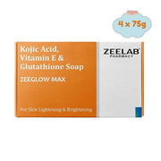 ZEELAB Zeeglow Max Kojic Acid, Vitamin E and Glutathione 75g Soap | Body Tan Removal Bath Soap For Glowing Skin | Remove Dark Spots & Hyperpigmentation