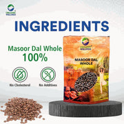 Organic Wellness Masoor Dal Whole 450g | Organic Unpolished Brown Lentils (Sabut Masoor)