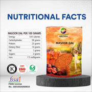 Organic Wellness Masoor Dal Split 450g | Organic Unpolished Red Lentils | Quick Cooking