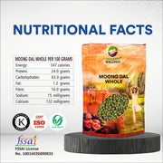 Organic Wellness Moong Dal Whole 450g | Organic Unpolished Green Moong (Sabut Moong)