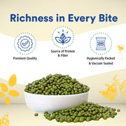 Organic Wellness Moong Dal Whole 450g | Organic Unpolished Green Moong (Sabut Moong)