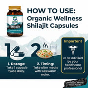 Organic Wellness Pure Himalayan Shilajit 60 Capsules | 625mg Purified Mineral Resin Powder | Energy,