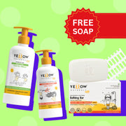 Yellow Hydrate Fun Body Lotion & Daily Cleanse Shampoo Combo For Kids - Toasted Vanilla & Apple Peach