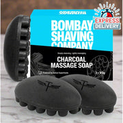 Bombay Shaving Company Charcoal Massage Soap (Pack of 3) - 300g | Activated Bamboo Charcoal, Aloe Ve - Express Delivery