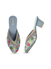 Gerief Embroidered Ethnic Block Heel Mules view 25