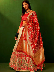 Anouk Rustic Zari Woven Semi-Stitched Lehenga with Dupatta view 9