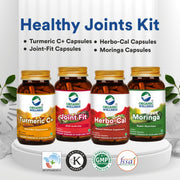 Organic Wellness Joint & Bone Care Combo – Turmeric C+, Herbo Cal, Joint-Fit & Moringa Capsules (90 Veg Capsules Each) | Herbal Ayurvedic Supplement for Joint Support, Bone Strength & Immunity | Pack of 4