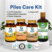 Organic Wellness Liver & Digestive Detox Combo – Liv Fit, Bowel Move & Detox Capsules (90 Veg Capsules Each) with Castor Oil 100ml | Herbal Ayurvedic Supplement for Liver Health, Gut Cleanse & Digestion Support