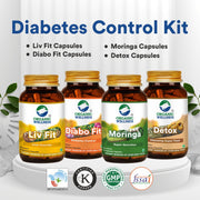 Organic Wellness Daily Health Combo – Liv Fit, Moringa, Diabo Fit & Detox Capsules (90 Veg Capsules Each) | Herbal Ayurvedic Supplement for Liver Support, Sugar Balance, Detox & Overall Wellness | Pack of 4