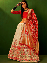 Anouk Rustic Zari Woven Semi-Stitched Lehenga with Dupatta view 8