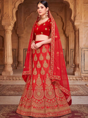 Anouk Rustic Embroidered Semi-Stitched Lehenga Choli with Net Dupatta view 3