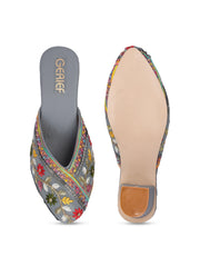 Gerief Embroidered Ethnic Block Heel Mules view 23