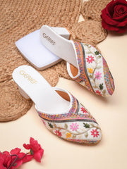 Gerief Embroidered Ethnic Block Heel Mules view 32