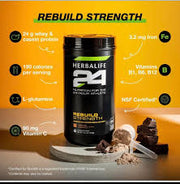 Herbalife Nutrition 24 Rebuild Strength | 500 g | Chocolate Flavor | Post-Workout Recovery Shake with 24g Protein & Essential Nutrients | Pack of 10 sachets