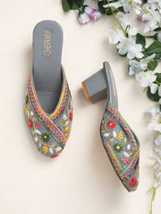 Gerief Embroidered Ethnic Block Heel Mules view 20