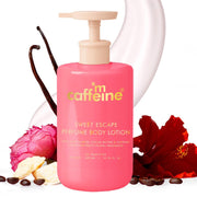 mCaffeine Sweet Escape Perfume Body Lotion | Niacinamide, Cocoa Butter & Shea Butter For Deep Moisturization | Lightweight, Non-Sticky | Fruity-Floral Fragrance | Body Lotion For Dry Skin