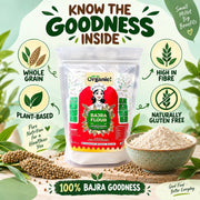 Oh So Organic Bajra (Pearl Millet) Flour 500g | Organic, Stone-Ground Whole Grain Atta | Natural, No