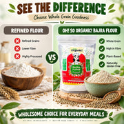 Oh So Organic Bajra (Pearl Millet) Flour 500g | Organic, Stone-Ground Whole Grain Atta | Natural, No
