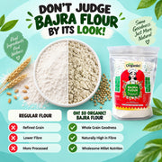 Oh So Organic Bajra (Pearl Millet) Flour 500g | Organic, Stone-Ground Whole Grain Atta | Natural, No