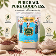 Oh So Organic Ragi (Finger Millet) Flour 500g | Organic, Stone-Ground Whole Grain Atta | Natural, No