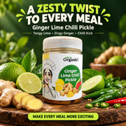 Oh So Organic Ginger Lime Chilli Pickle 200g | Homemade Style Achar | Traditional Recipe, Natural In