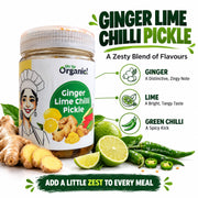 Oh So Organic Ginger Lime Chilli Pickle 200g | Homemade Style Achar | Traditional Recipe, Natural In