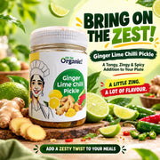 Oh So Organic Ginger Lime Chilli Pickle 200g | Homemade Style Achar | Traditional Recipe, Natural In