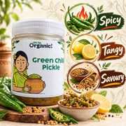 Oh So Organic Green Chilli Pickle 200g | Homemade Style Achar | Traditional Recipe, Natural Ingredie