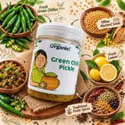 Oh So Organic Green Chilli Pickle 200g | Homemade Style Achar | Traditional Recipe, Natural Ingredie