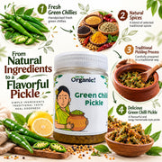 Oh So Organic Green Chilli Pickle 200g | Homemade Style Achar | Traditional Recipe, Natural Ingredie