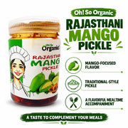 Oh So Organic Rajasthani Mango Pickle 200g | Homemade Style Achar | Traditional Recipe, Natural Ingr