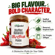 Oh So Organic Stuffed Banarasi Red Chilli Pickle 200g | Homemade Style Achar | Traditional Recipe, N