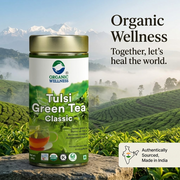 Organic Wellness Tulsi Green Tea Classic 100g Tin | Loose Leaf Tulsi & Green Tea | Antioxidant-Rich,