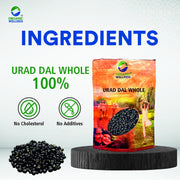 Organic Wellness Urad Dal Whole 450g | Organic Unpolished Black Urad (Sabut Urad) for Dal Makhani
