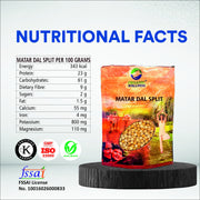 Organic Wellness Matar Dal (Split Peas) 450g | Organic Unpolished Split Pea Dal