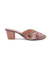 Gerief Embroidered Ethnic Block Heel Mules view 45