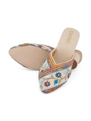 Gerief Embroidered Ethnic Block Heel Mules view 7