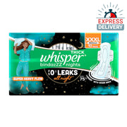 Whisper Bindazzz Nights XXXL Sanitary Pads (10 Pads) | Up to 0% Leaks All Night | 75% Longer with Wi - Express Delivery