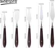 worison 5 Piece Palette Knife Set – Stainless Steel Blades with Wooden Handles, Ideal for Acrylic, Oil and Mixed Media Painting, Professional Art Tools for Mixing, Spreading and Texturing