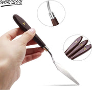 worison 5 Piece Palette Knife Set – Stainless Steel Blades with Wooden Handles, Ideal for Acrylic, Oil and Mixed Media Painting, Professional Art Tools for Mixing, Spreading and Texturing
